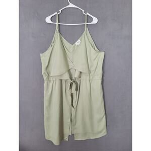 TEREA Women's Plus Size Elise Double Layer Mini Dress Desert Sage Size 2X